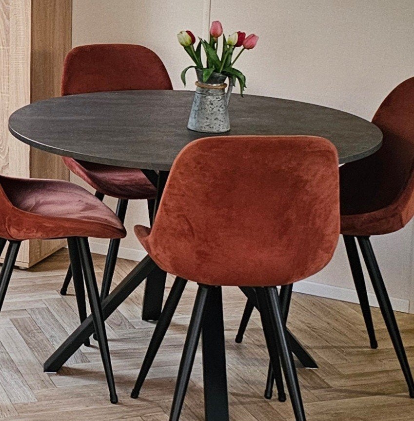 Ikea Mariedamm tafel - Rond, donkergrijs, zo goed als nieuw, Ophalen, Overige materialen, Rond, Zo goed als nieuw