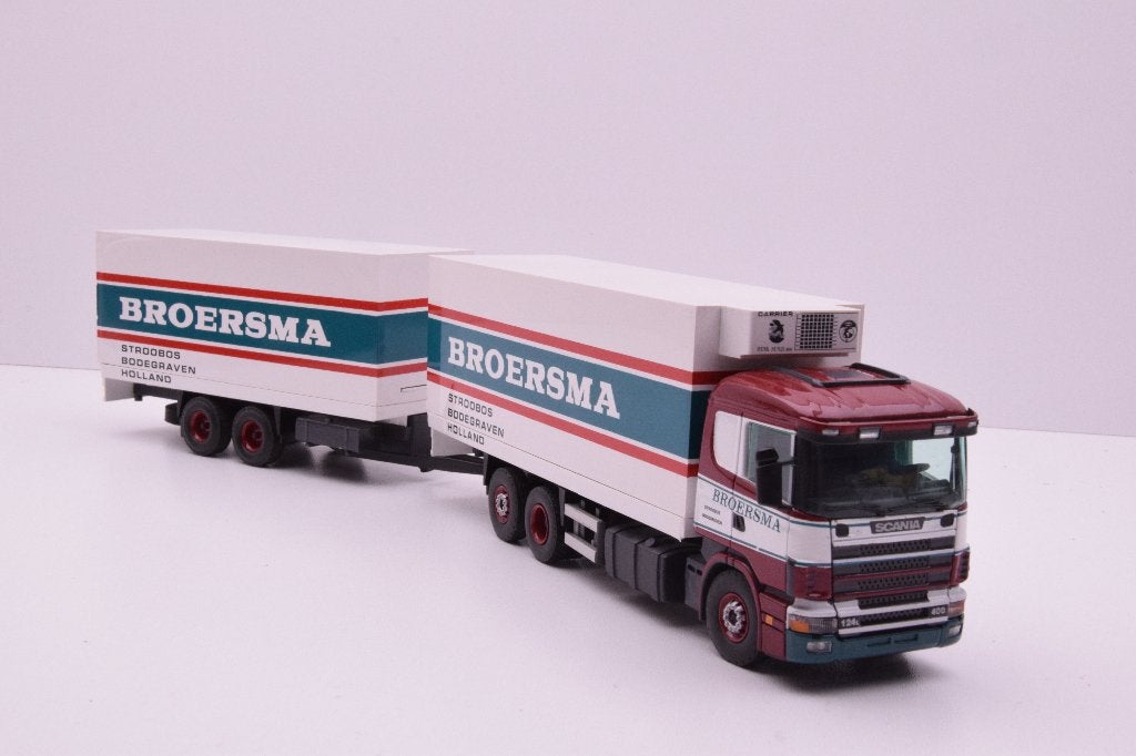 Scania 144  '' Broersma Stroobos Bodegraven '' Tekno, Hobby en Vrije tijd, Modelauto's | 1:50, Zo goed als nieuw, Bus of Vrachtwagen