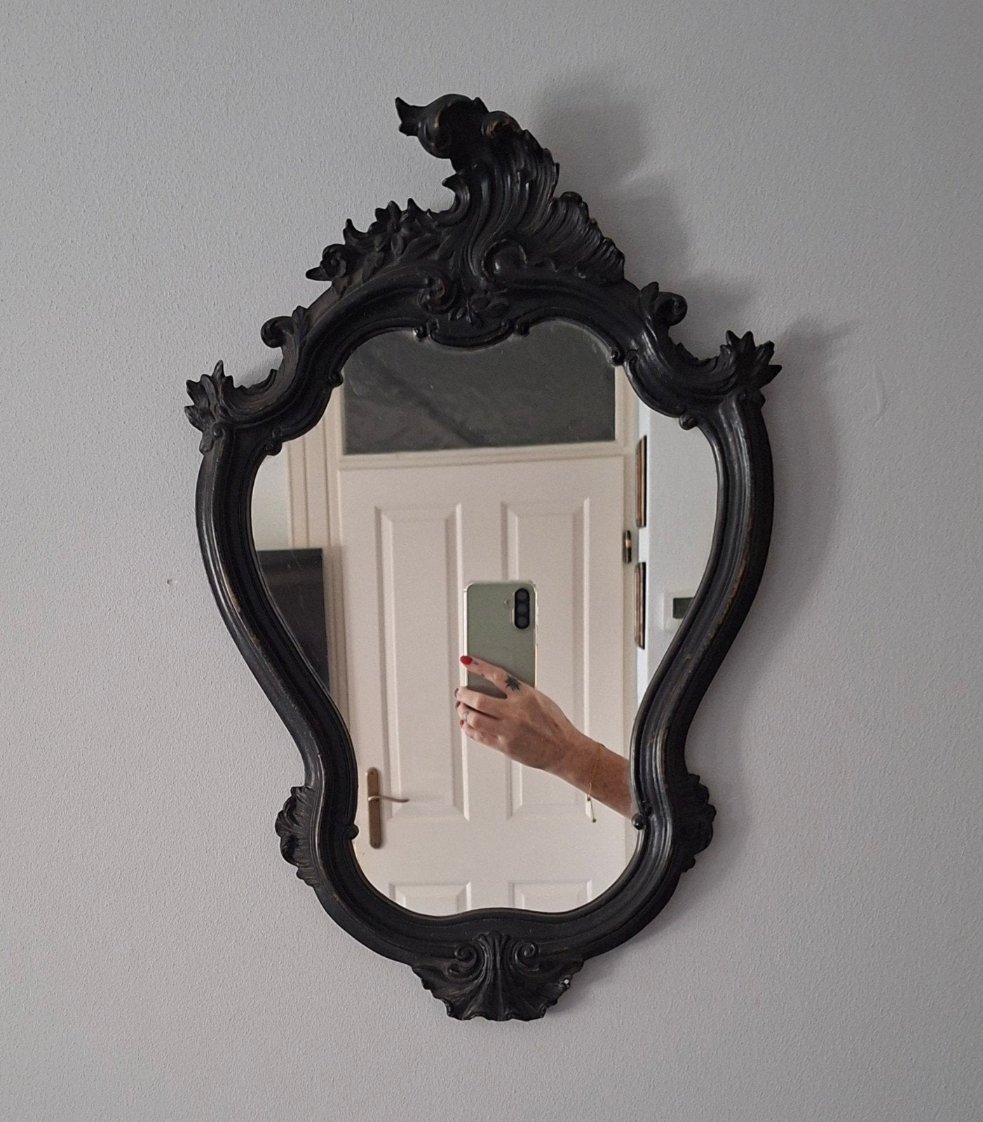 Vintage Barok Kuifspiegel Pieterman Schiedam, Antiek en Kunst, Ophalen of Verzenden, Overige vormen, Minder dan 50 cm, Minder dan 100 cm