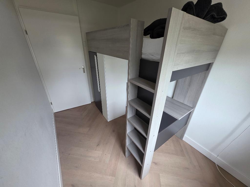 Hoogslaper met kast en bureau, Ophalen, Eenpersoons, 190 cm of minder, Zo goed als nieuw