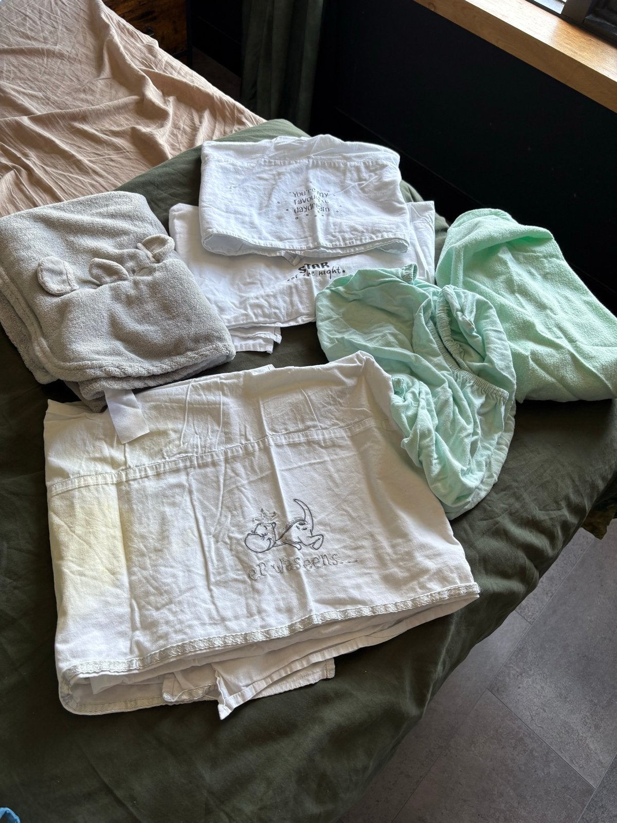 Babylakens en hoeslakens: Prenatal en HEMA set, Gebruikt, Jongetje of Meisje, Ophalen of Verzenden, Wit