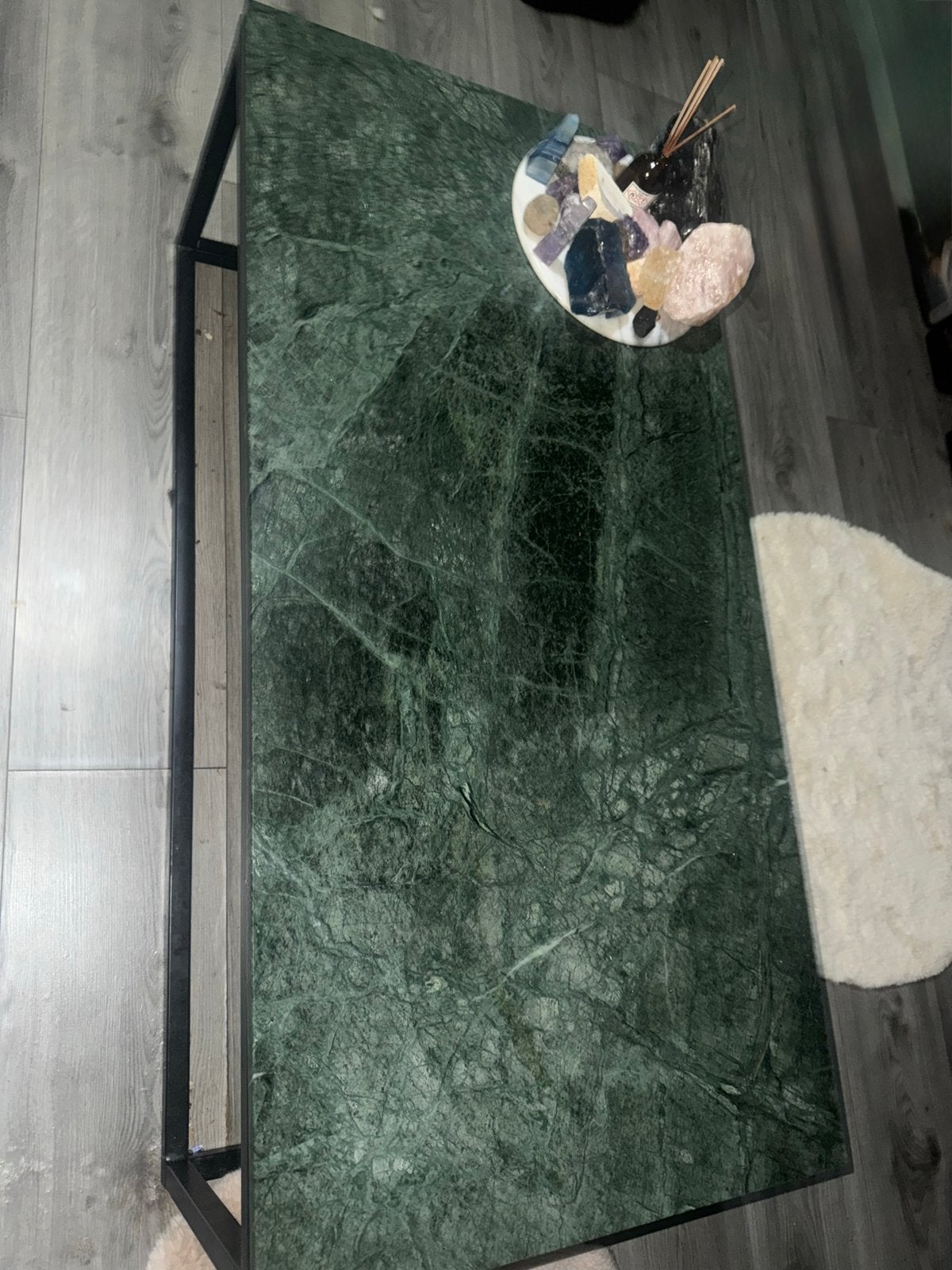 Temahome Gleam Salontafel - Groen Marmer / Zwart, Ophalen, 50 tot 100 cm, 100 tot 150 cm, Zo goed als nieuw