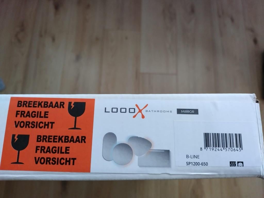 Looox B-Line spiegel 120x65 cm (voor badkamer), Ophalen, 100 tot 150 cm, Nieuw, Rechthoekig