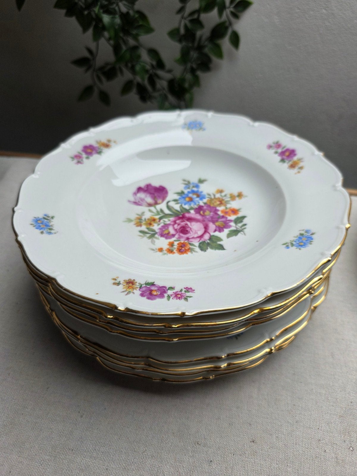 Diner en diepe borden mooi bloem decor, Ophalen of Verzenden