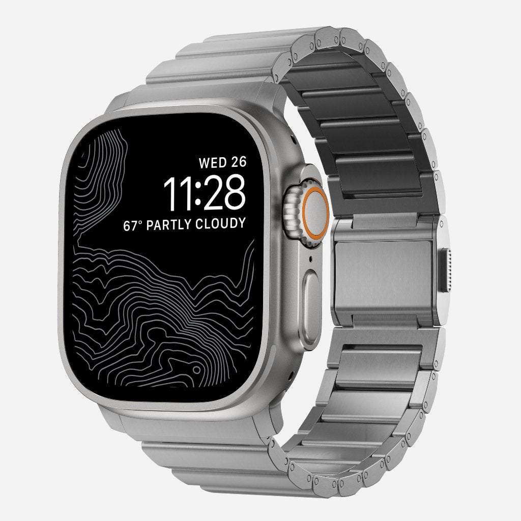Nomad Apple Watch Ultra Titanium Band 44mm/45mm/49mm Natural, IOS, Ophalen of Verzenden, Zo goed als nieuw, Waterdicht