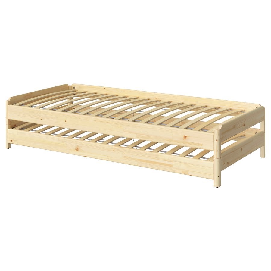 Stapelbaar bedframe IKEA UTAKER 160x200 grenen, Ophalen, Verstelbaar, Bruin, Tweepersoons