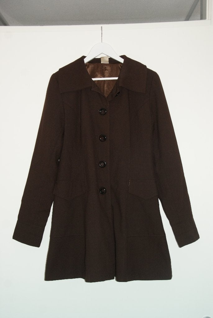 Te koop: Mantel of jas Foxy Fashion, maat 42, bruin, vintage, Foxy Fashion, Bruin, Maat 42/44 (L), Ophalen of Verzenden