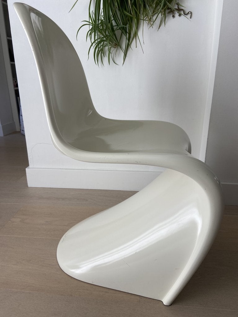 Werner Panton stoel van Vitra, ivoorkleurig., Huis en Inrichting, Stoelen, Ophalen, Kunststof, Gebruikt, Wit