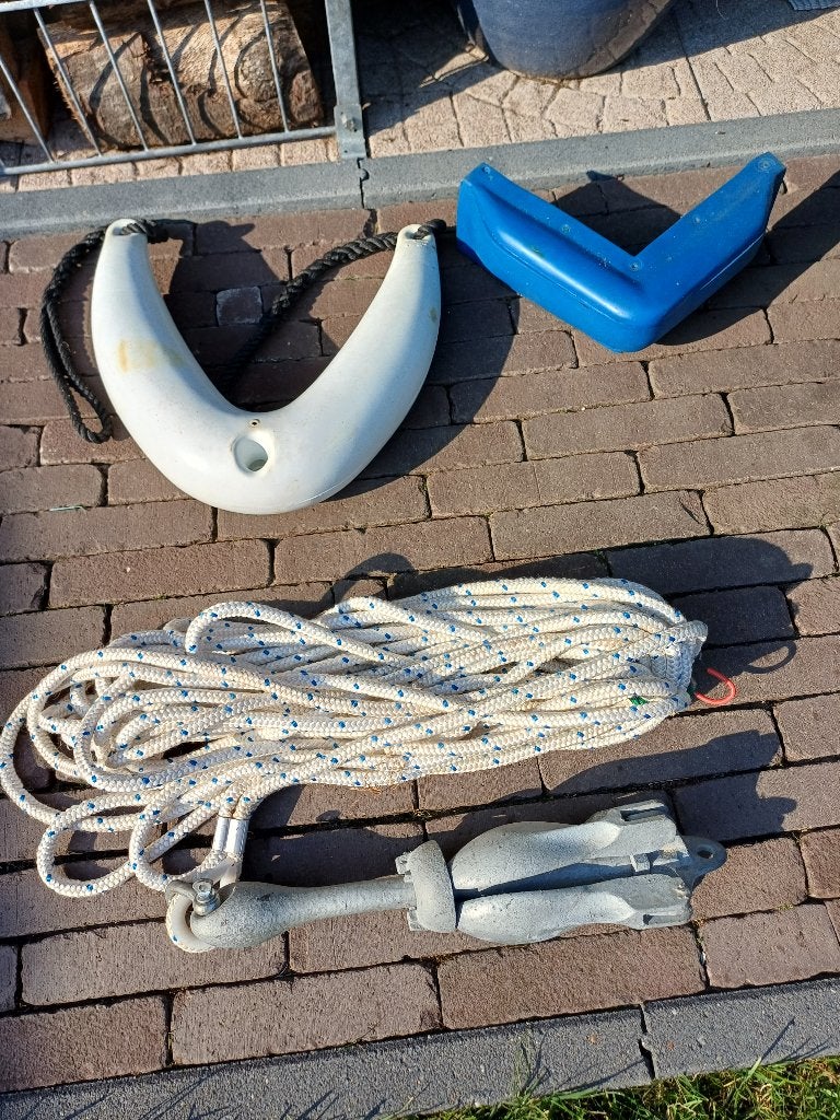 Ankerlijn 15 meter met Anker  en stootblokken, Ophalen, Gebruikt, Overige typen