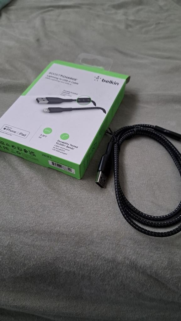 Belkin BOOSTCHARGE Lightning-naar-USB-A-kabel, Ophalen, Nieuw, Snoer of kabel, Apple iPhone