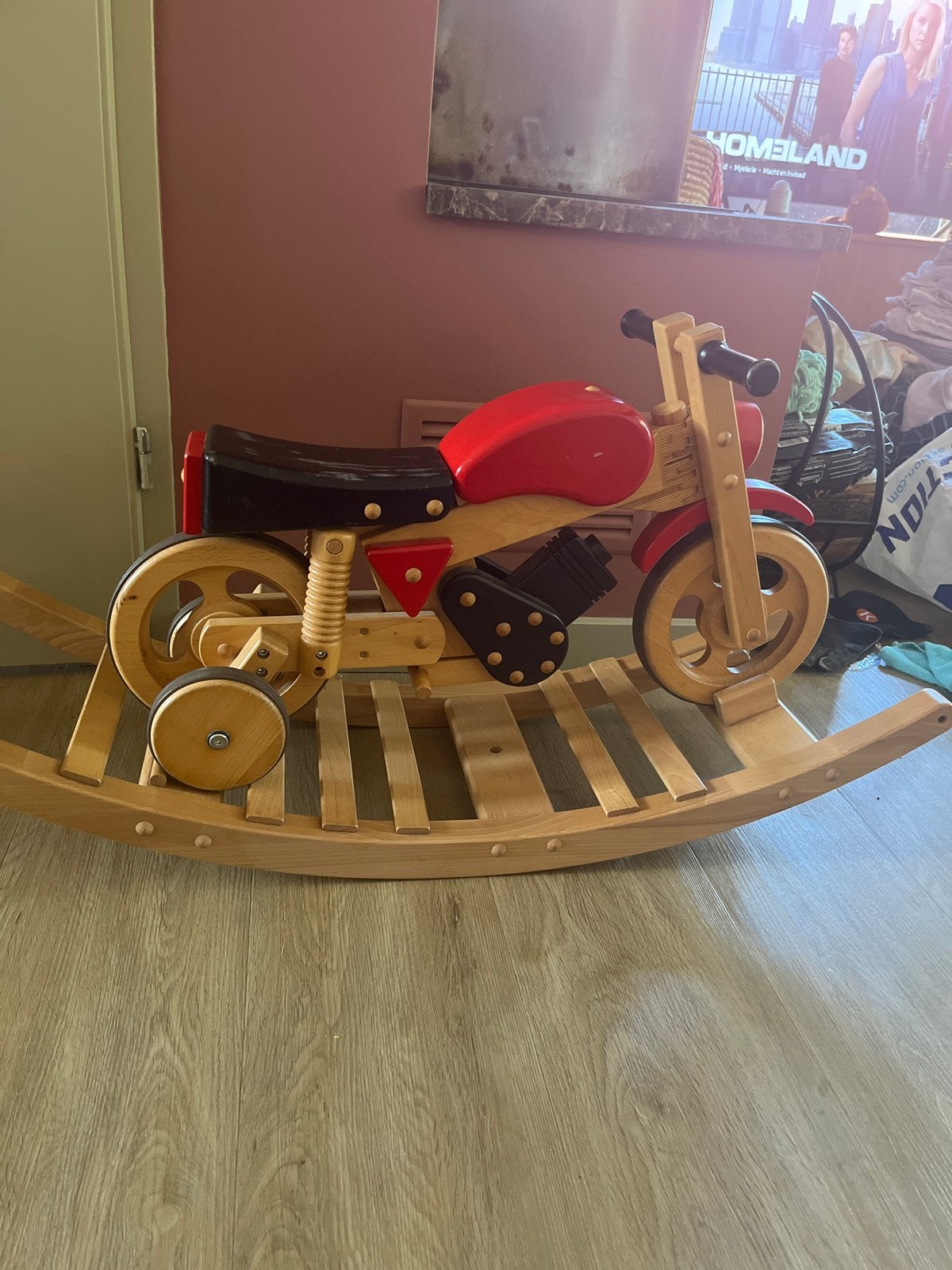 Houten loopmotor/hobbelmotor voor kinderen, Ophalen of Verzenden, Gebruikt, Rij- of Hobbelspeelgoed