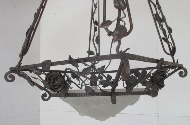 grote smeedijzeren lamp luster Schneider coup schaal 15, Antiek en Kunst, Ophalen