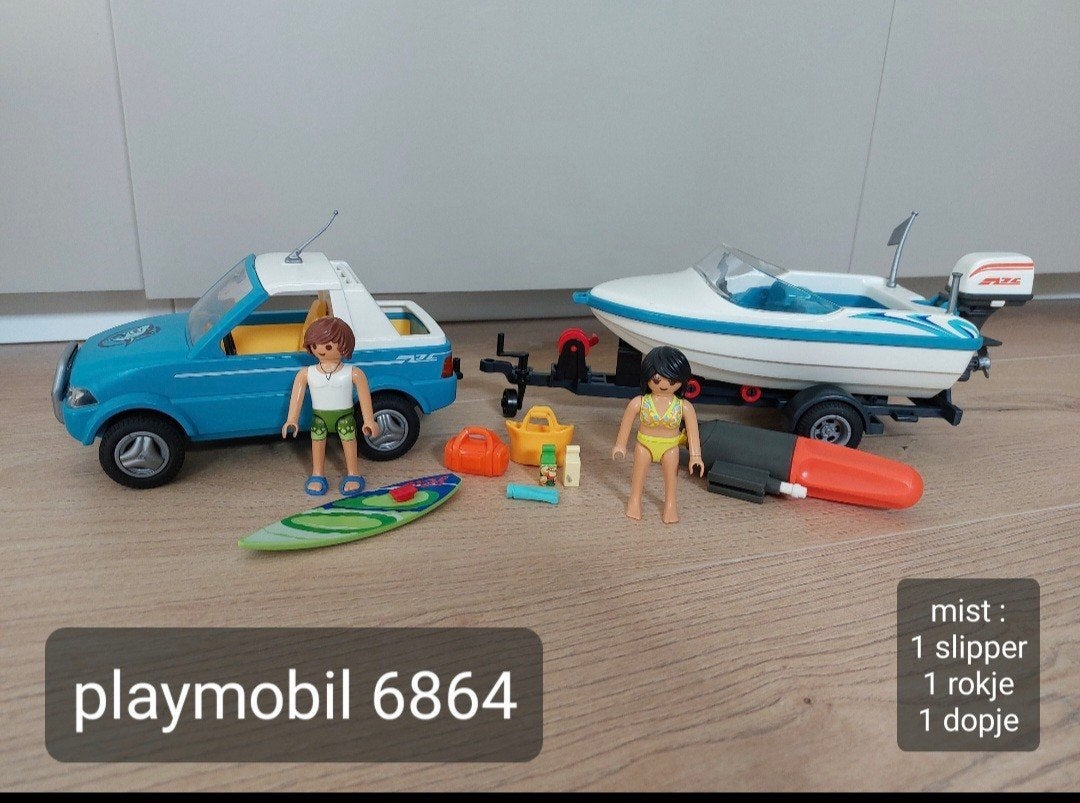 Playmobil 6864 Auto met boot en figuren, Kinderen en Baby's, Speelgoed | Playmobil, Complete set, Ophalen of Verzenden, Boot/Schip