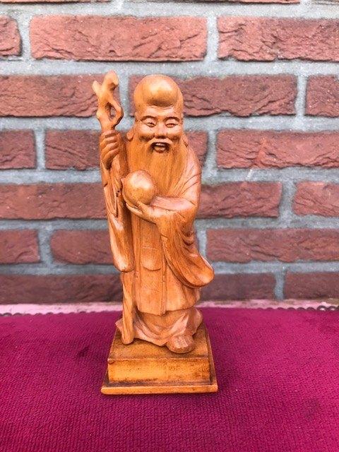 houten topbeeldje van Shou Lao, Ophalen of Verzenden, Azië, Hout, Houtsnijwerk
