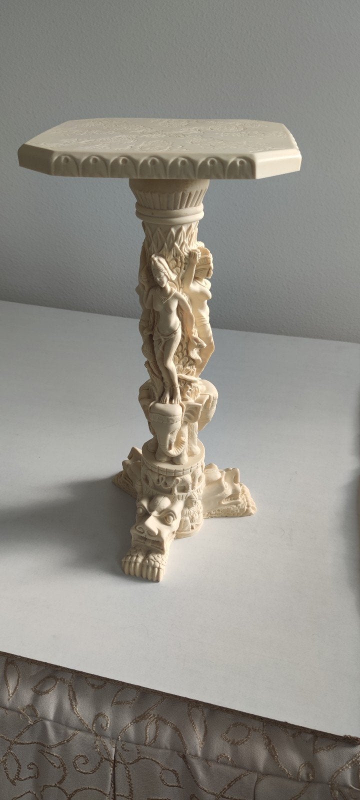 Decoratieve Zuil met Aziatische Motieven - Crèmekleurig, Antiek en Kunst, Ophalen of Verzenden