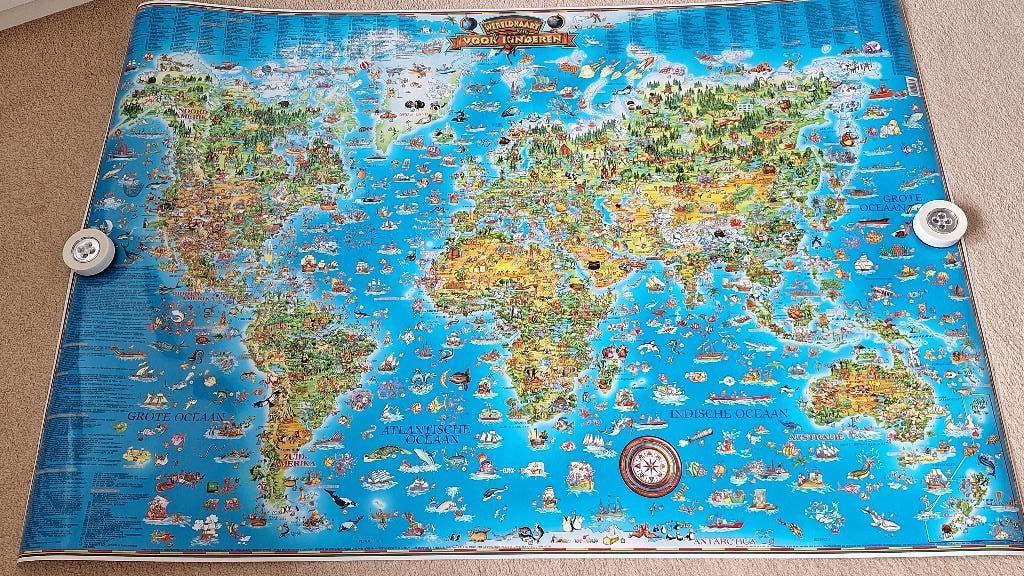 Grote educatieve poster van de wereld., Ophalen, Nieuw, Taal en Lezen
