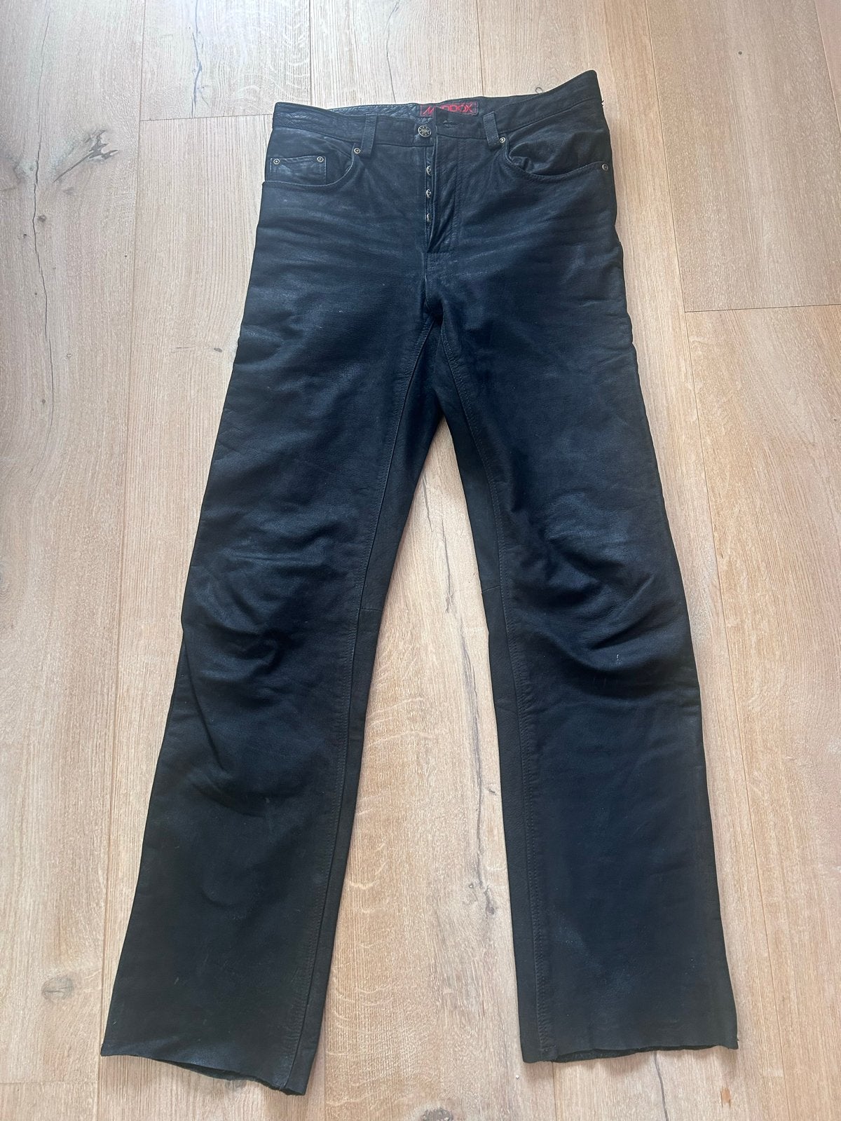 Nubuk leren motorbroek - Maat 30, lang, Ophalen of Verzenden, Tweedehands, Dames, Broek | leer