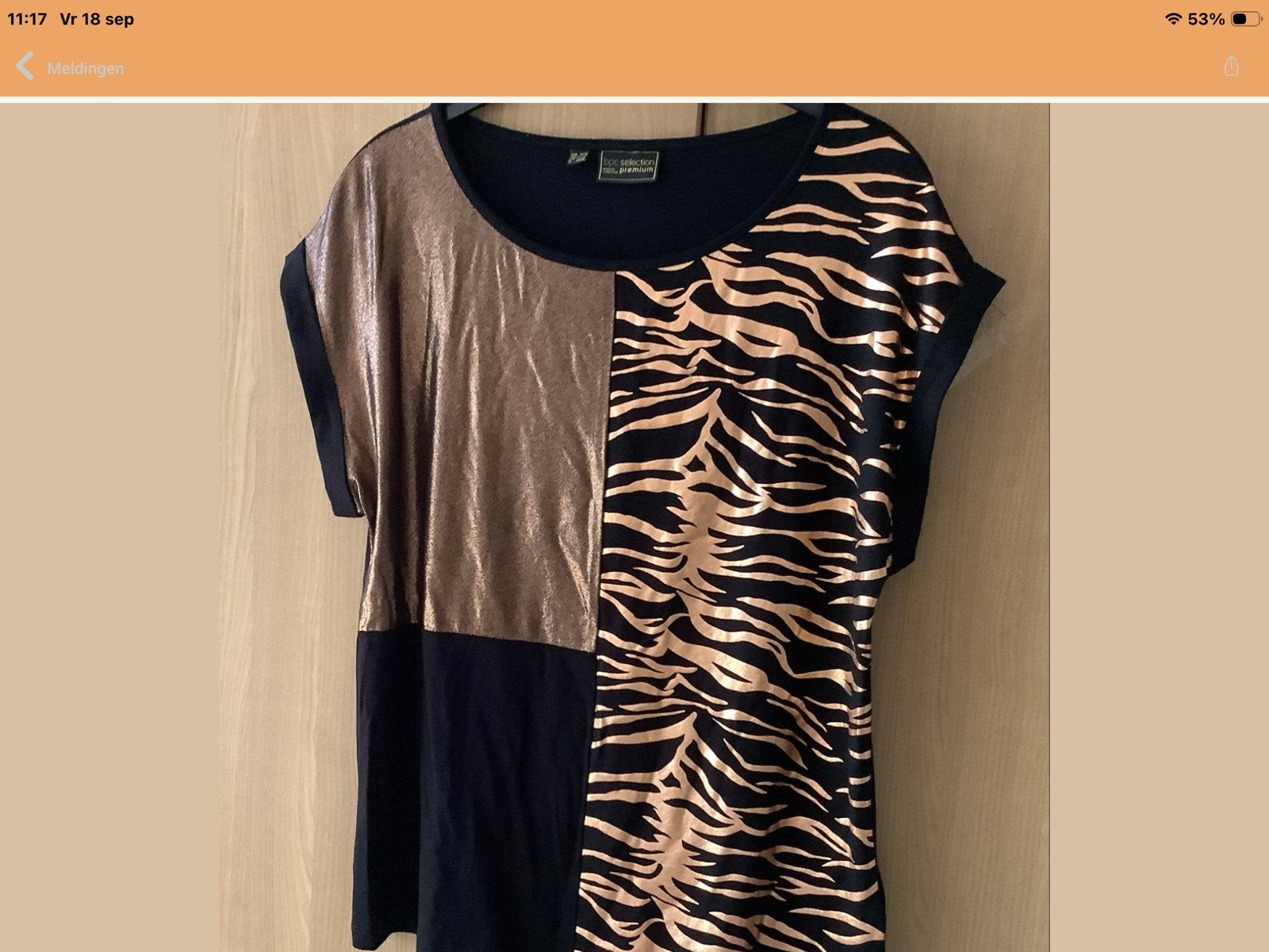 Stijlvol Zwart/Goud Shirt met Zebraprint - BPC    mt. 36/38, Kleding | Dames, Maat 38/40 (M), Verzenden, Zwart, Nieuw