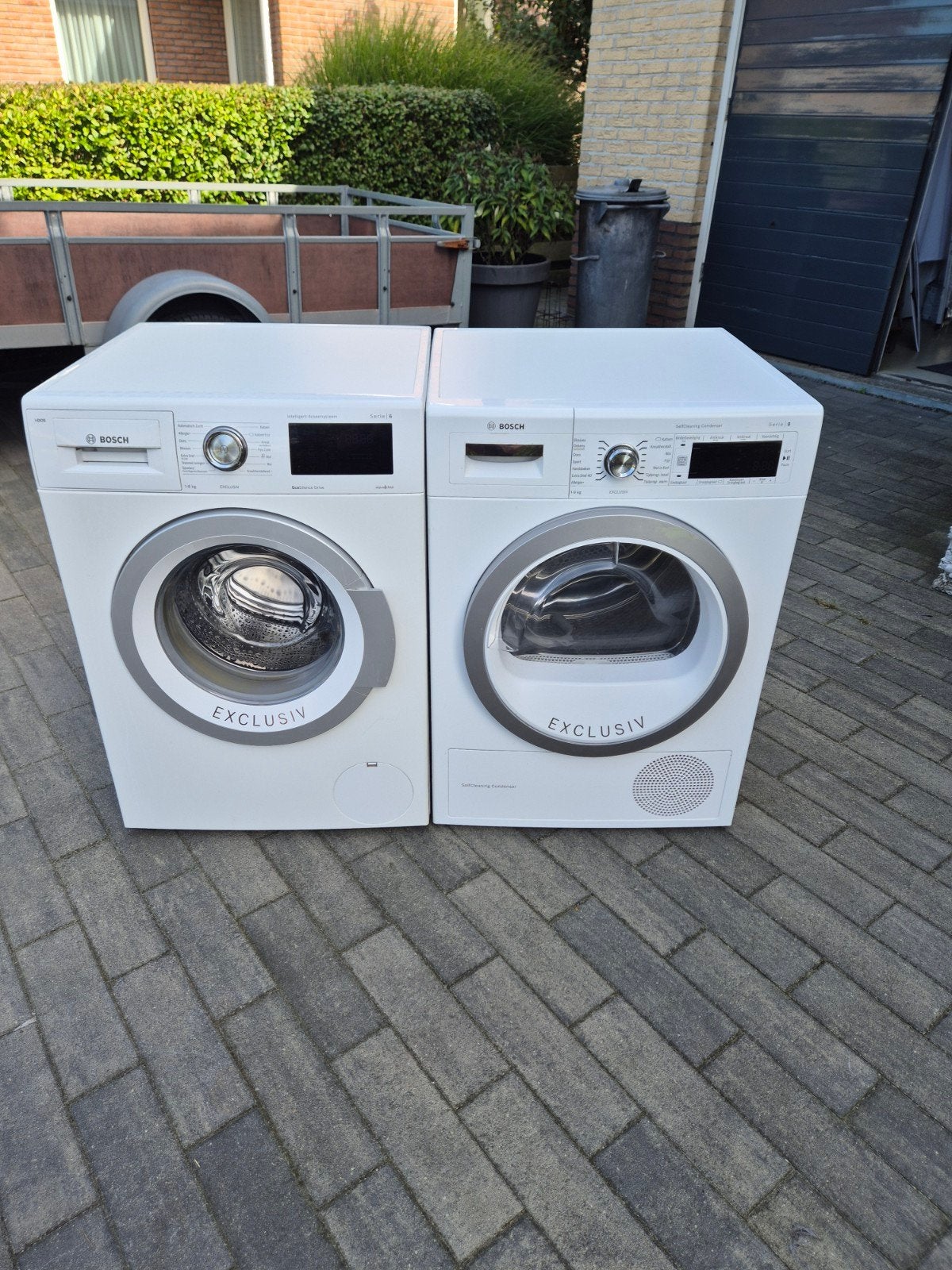 Bosch Serie 8 Condenser Droger en Bosch serie 6 wasmachine, Witgoed en Apparatuur, Ophalen, Gebruikt, 8 tot 10 kg, Voorlader