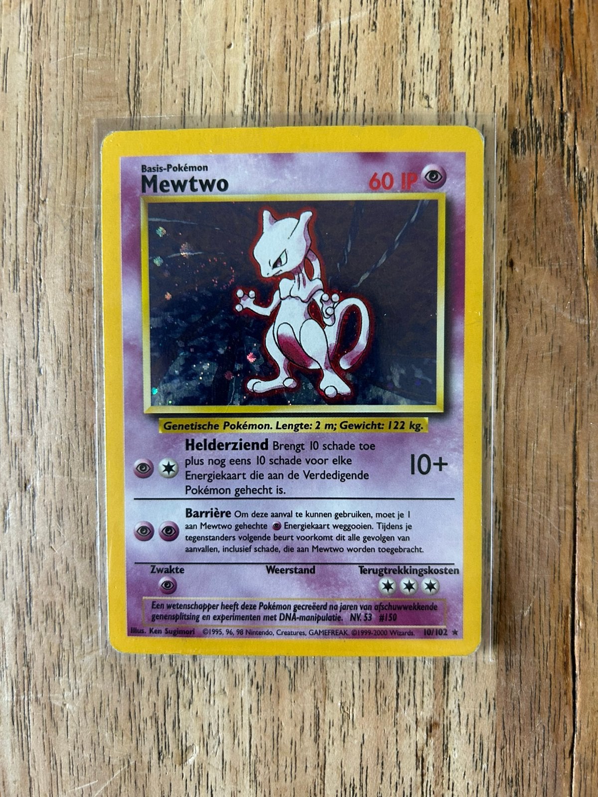 Pokemon Mewtwo holo base set, Ophalen of Verzenden, Zo goed als nieuw