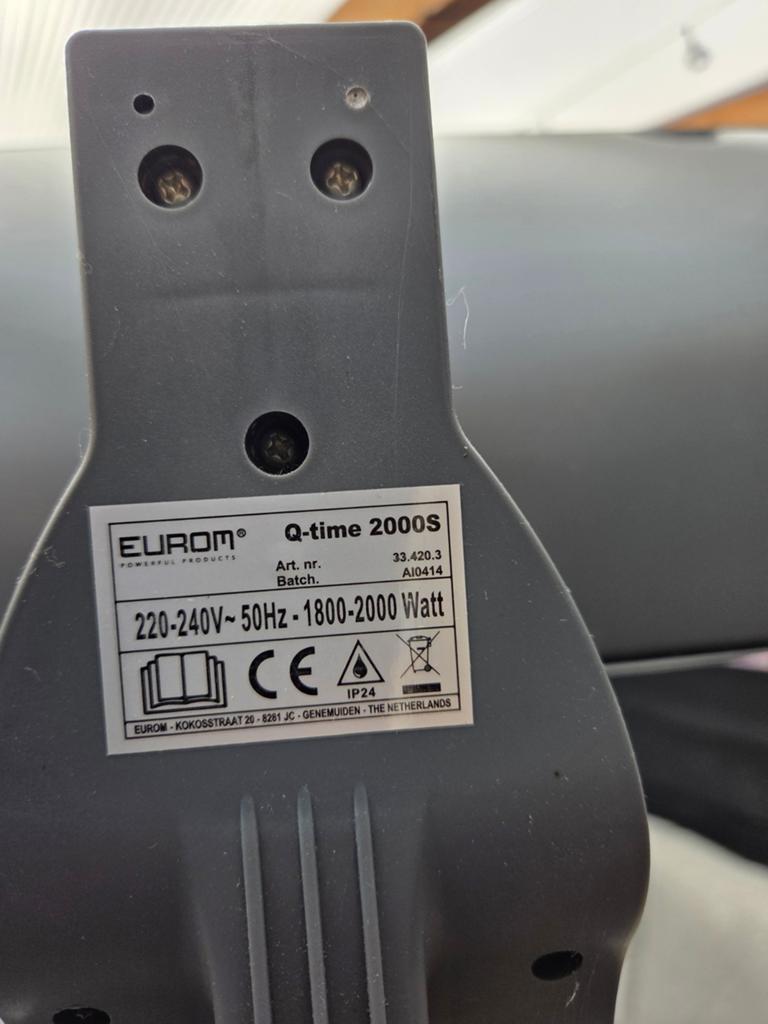 Eurom Q-time 2000S Terrasverwarmer - Elektrisch, 2000W, Elektrisch, Vloer, Ophalen of Verzenden, Zo goed als nieuw