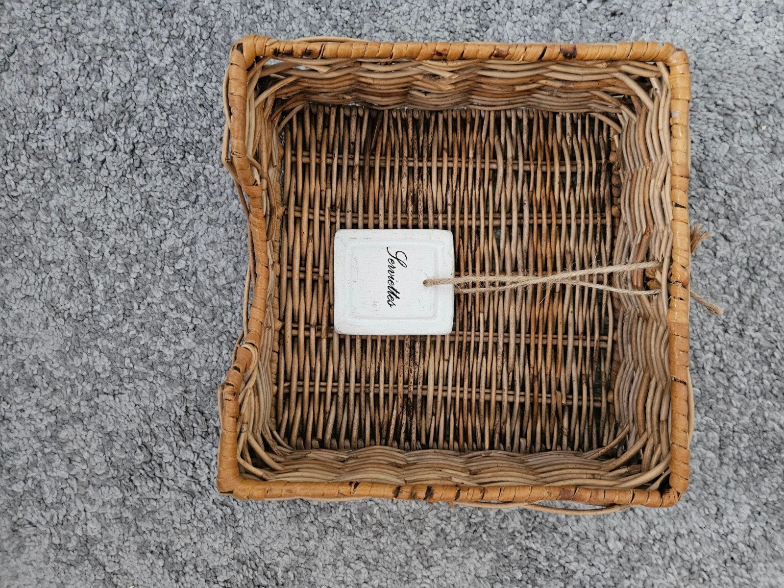 Riviera Maison rieten  servetten mandje, Ophalen, Gevlochten, Mand, Zo goed als nieuw
