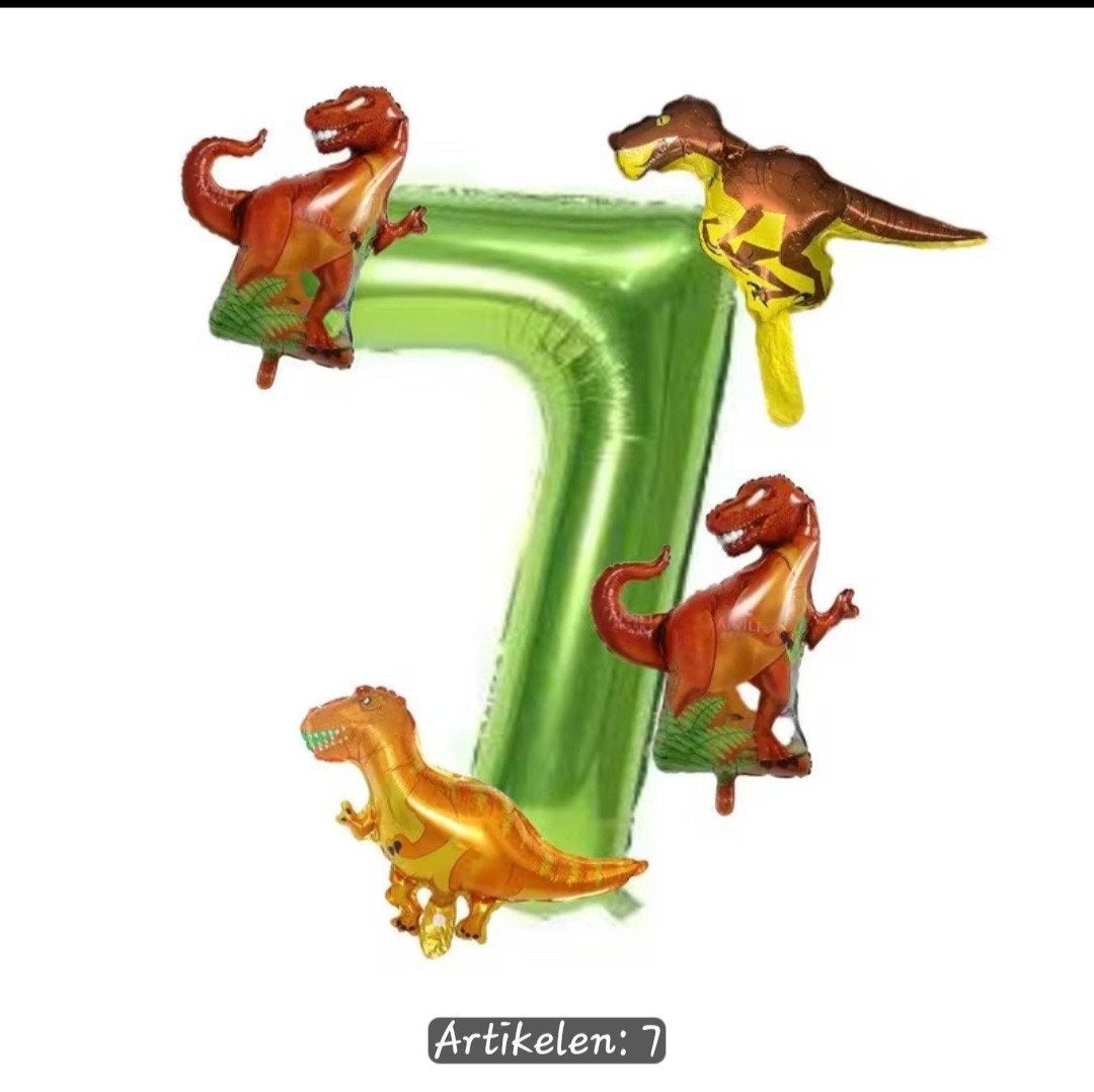 Dinosaurus Feest Ballon- Cijfer 7, Ophalen, Nieuw, Versiering, Verjaardag
