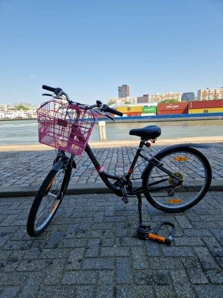 City Bike Retro – Black with Pink Basket – Includes Lock, Ophalen, Gebruikt
