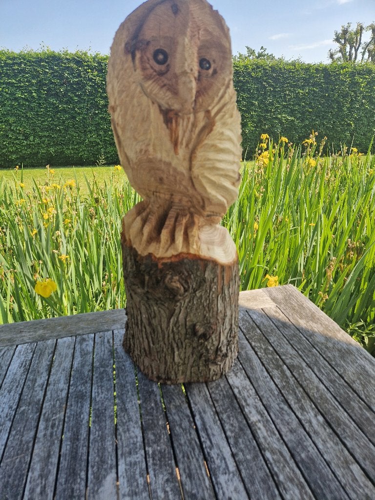 kettingzaagkunst " een houten Uil ", Ophalen, Houtsnijwerk, 50 - 100 cm, Handgemaakt