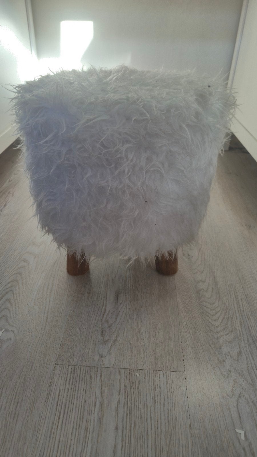 Witte harige poef, Ophalen, Minder dan 50 cm, Rond, Minder dan 50 cm