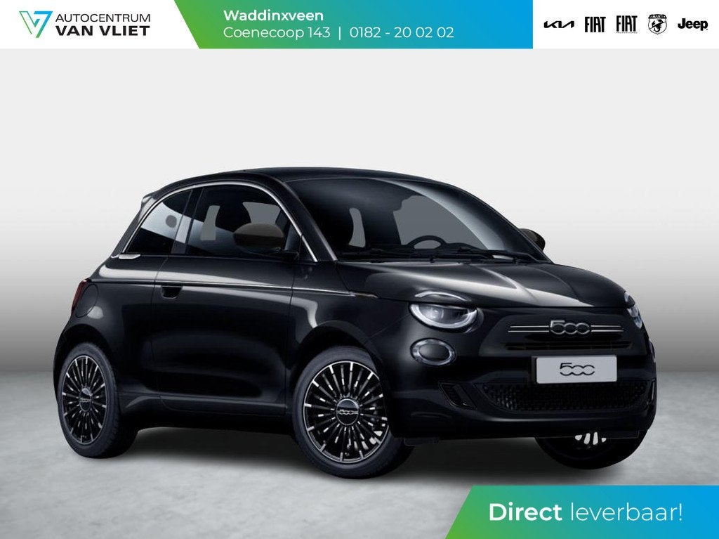 Fiat 500 Hybrid La Prima | Uit voorraad leverbaar | Clima |, Auto's, Fiat, Met garantie (alle), 4 stoelen, Zwart, Origineel Nederlands