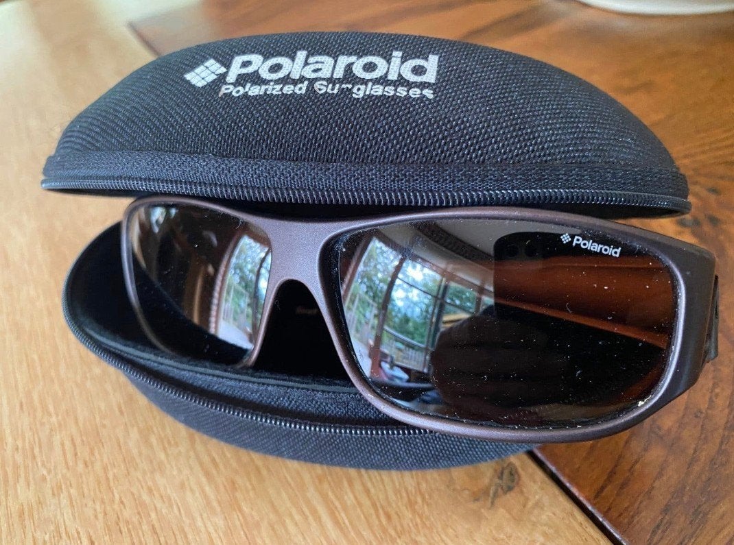 Polaroid Overzet Zonnebril inclusief Koker, Overige merken, Gebruikt, Zonnebril, Bruin