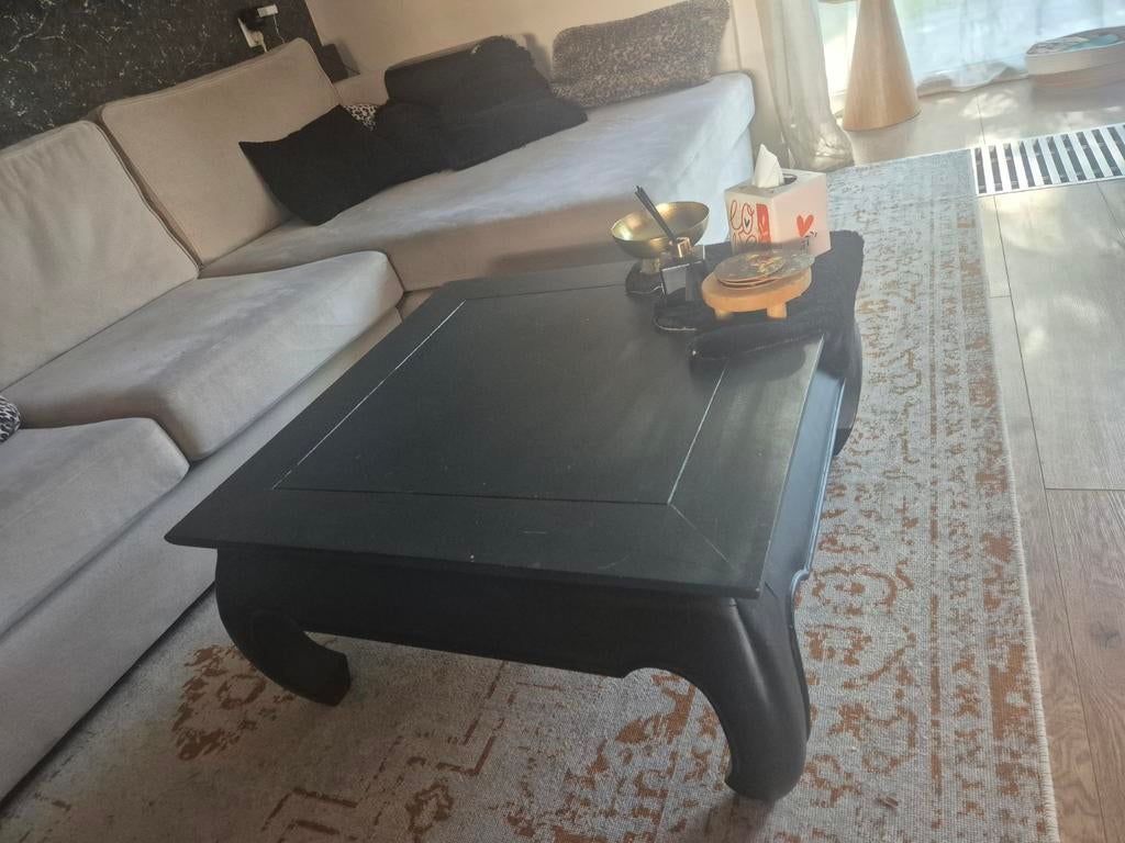 Zwarte salontafel opiumtafel, Huis en Inrichting, Tafels | Salontafels, Ophalen, Gebruikt, 50 tot 100 cm, Vierkant