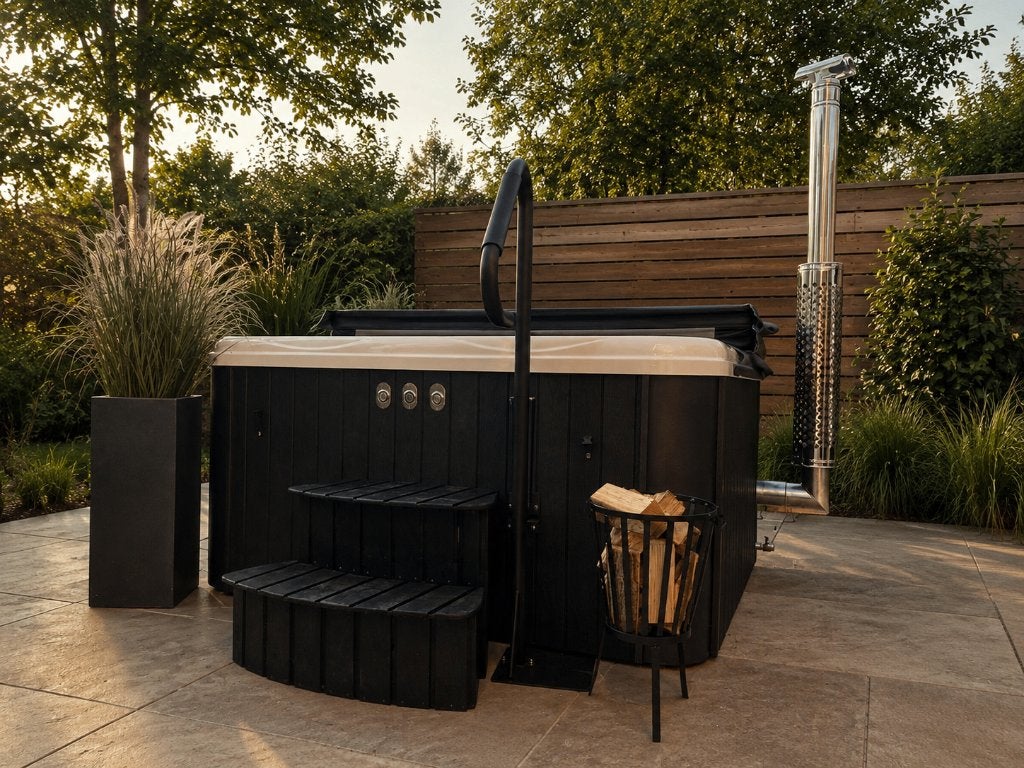 vierkante hout gestookte hottub, Ophalen, Nieuw, Sauna Service, Info@saunaservice.nl