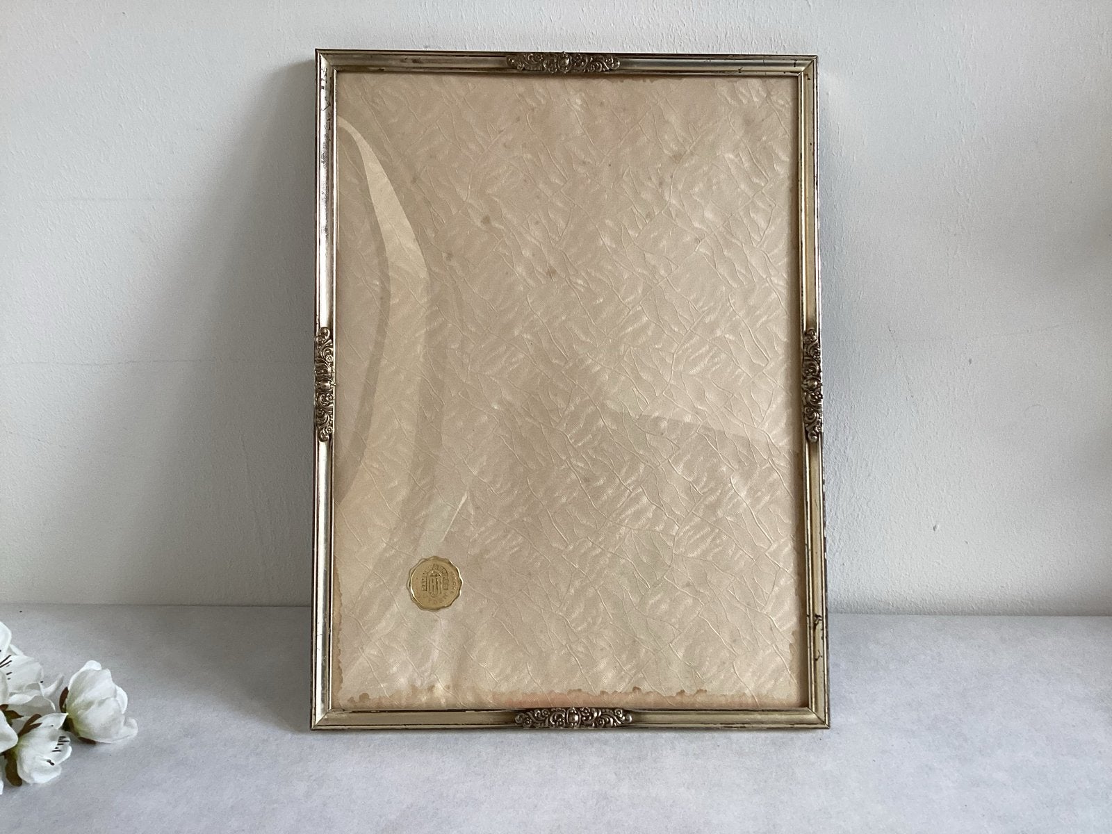 Vintage zilverkleurig Jyden fotolijst bol glas 24,5x18,5 cm, Gebruikt, Ophalen of Verzenden, Fotolijst, Met glas