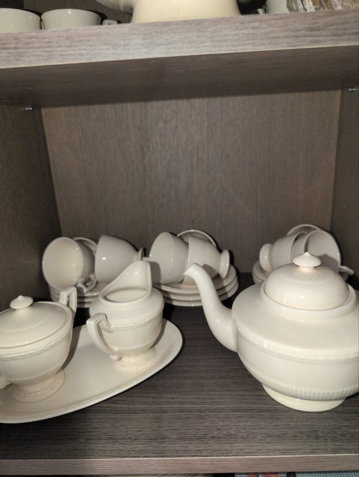 9 delig Recamier theeservies - Vintage crème servies, Ophalen, Gebruikt, Overige merken, Keramiek