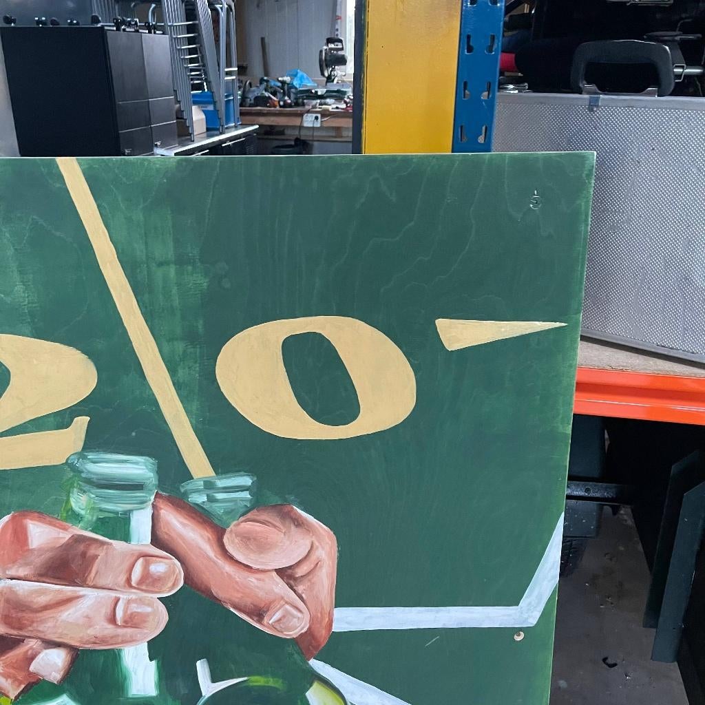 Heineken Pils Proost Bier Reclamebord Schilderij 113x124cm, Verzamelen, Ophalen, Zo goed als nieuw, Reclamebord, Plaat of Schild