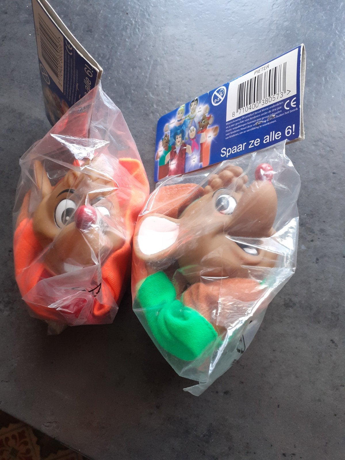 Aapjes van Assepoester handpoppen poppenkastpoppen, Ophalen of Verzenden, Zo goed als nieuw, Pop