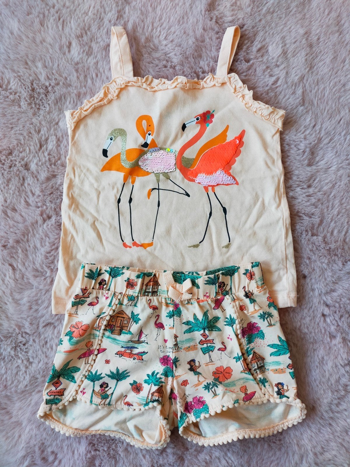 Nieuw! Supermooie set flamingo singlet/short van C&A! Mt.104, Kinderen en Baby's, Kinderkleding | Maat 104, C&A, Meisje, Nieuw