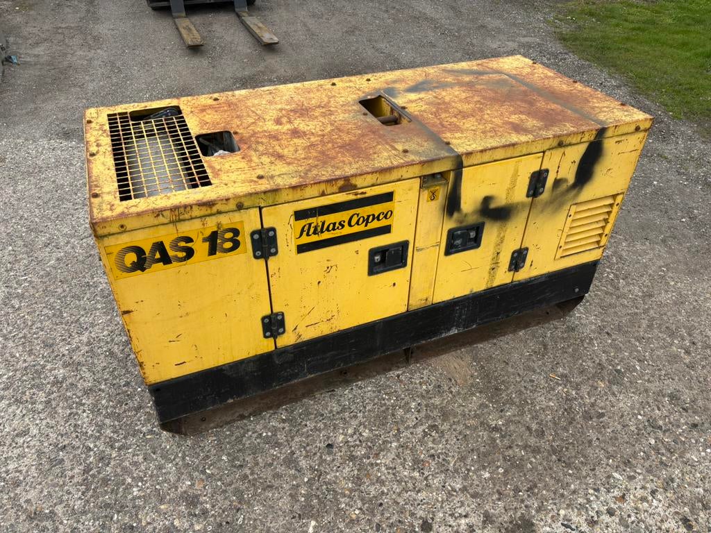 18 KVA aggregaat 230/400V Atlas Copco QAS18 diesel generator, Ophalen, Gebruikt, 10 tot 30 kVA, Elektrisch startend