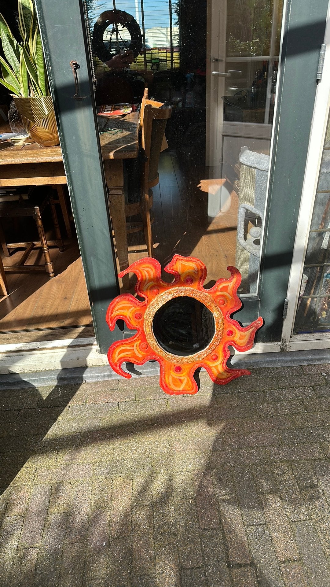 Seventies spiegel, Ophalen, Gebruikt, Rond, Minder dan 100 cm