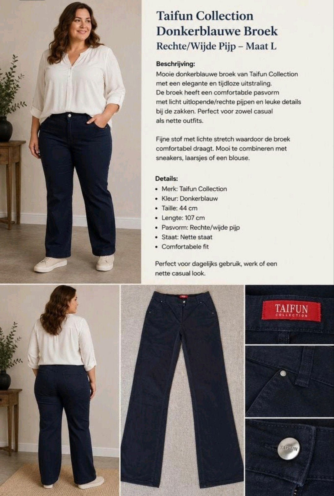Taifun pantalon maat 44, Zwart, Ophalen of Verzenden, Zo goed als nieuw, Taifun