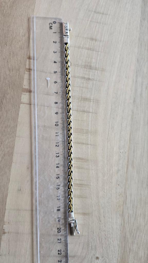 Silk armband zilver goud 19.5 cm, Ophalen of Verzenden, Zo goed als nieuw, Goud, Goud