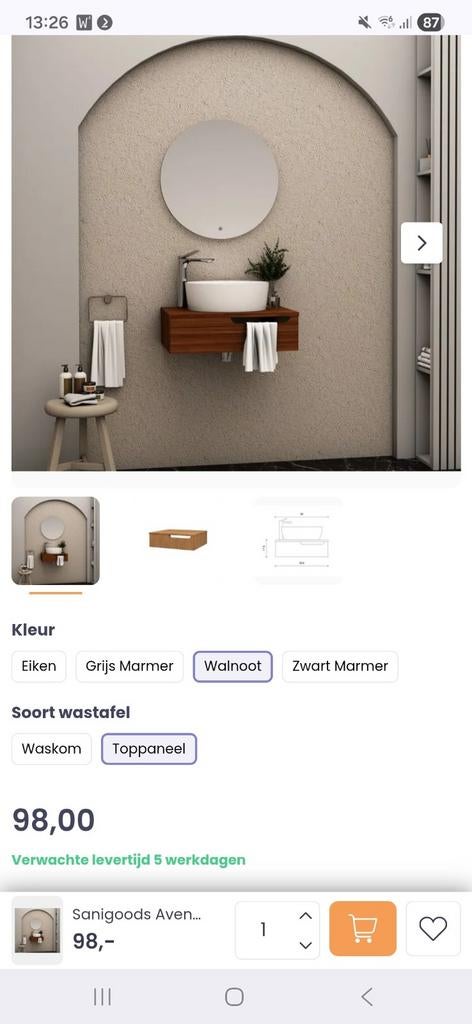Nieuw badmeubel 60x50 cm - verkeerde maat besteld, Ophalen, Nieuw, 50 tot 100 cm, Minder dan 100 cm