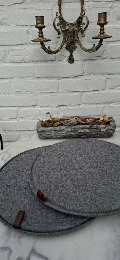 2x Grijs Rond Stoelkussen 'Scandinavian Sleeping & Living', Ophalen of Verzenden, Gebruikt, Grijs, Rond