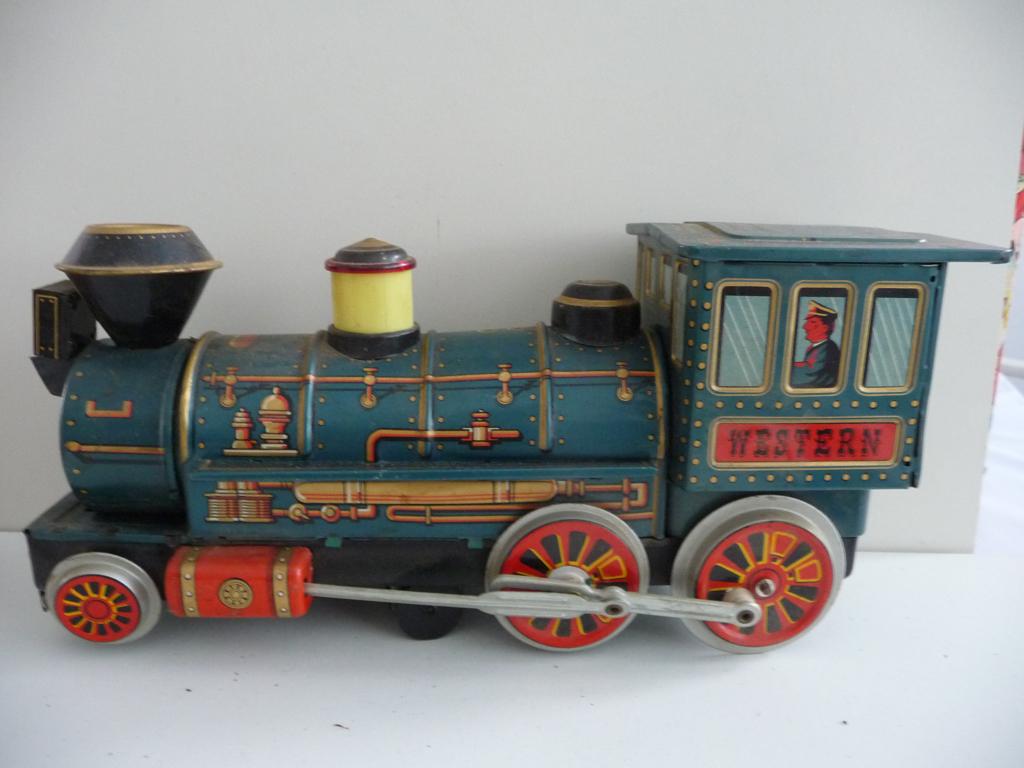 oud blikken LOCOMOTIEF -TREIN WESTERN- made in Japan 60-jrn, Antiek en Kunst, Ophalen of Verzenden