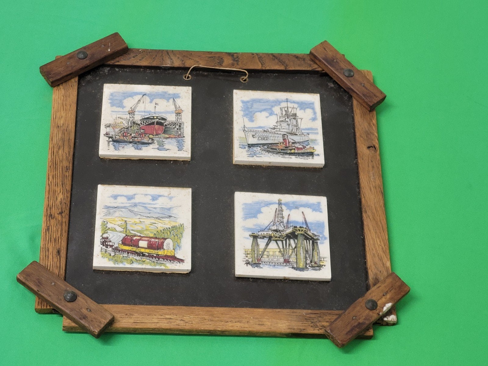 Vintage Rotterdam tegeltableau met havengezichten, Antiek en Kunst, Antiek | Wandborden en Tegels, Ophalen of Verzenden
