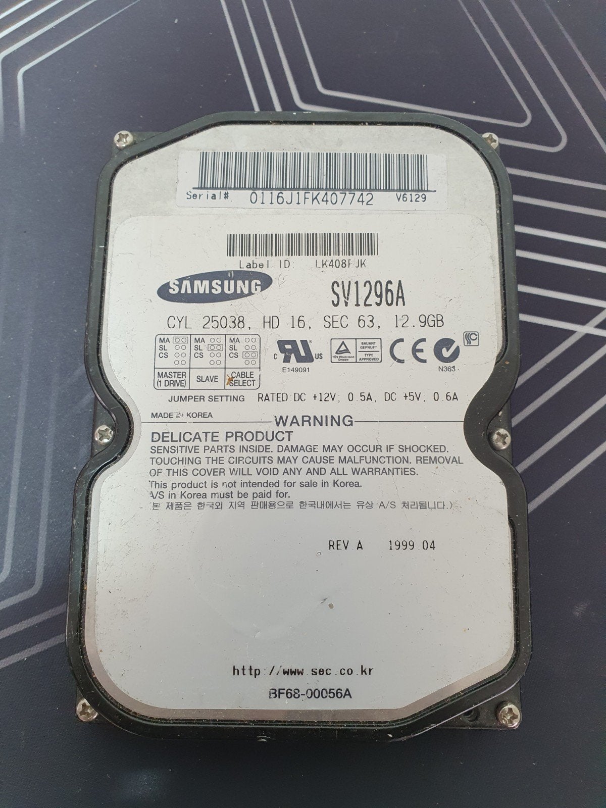 Samsung Voyager SV1296A 12.9GB harde schijf – 3.5" IDE (PATA, Intern, Gebruikt, ., HDD