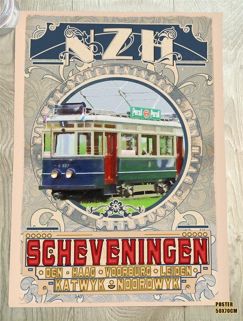 NZH de Blauwe Tram Scheveningen Poster Affiche 50x70cm, Verzenden, Nieuw, Tram, Overige typen
