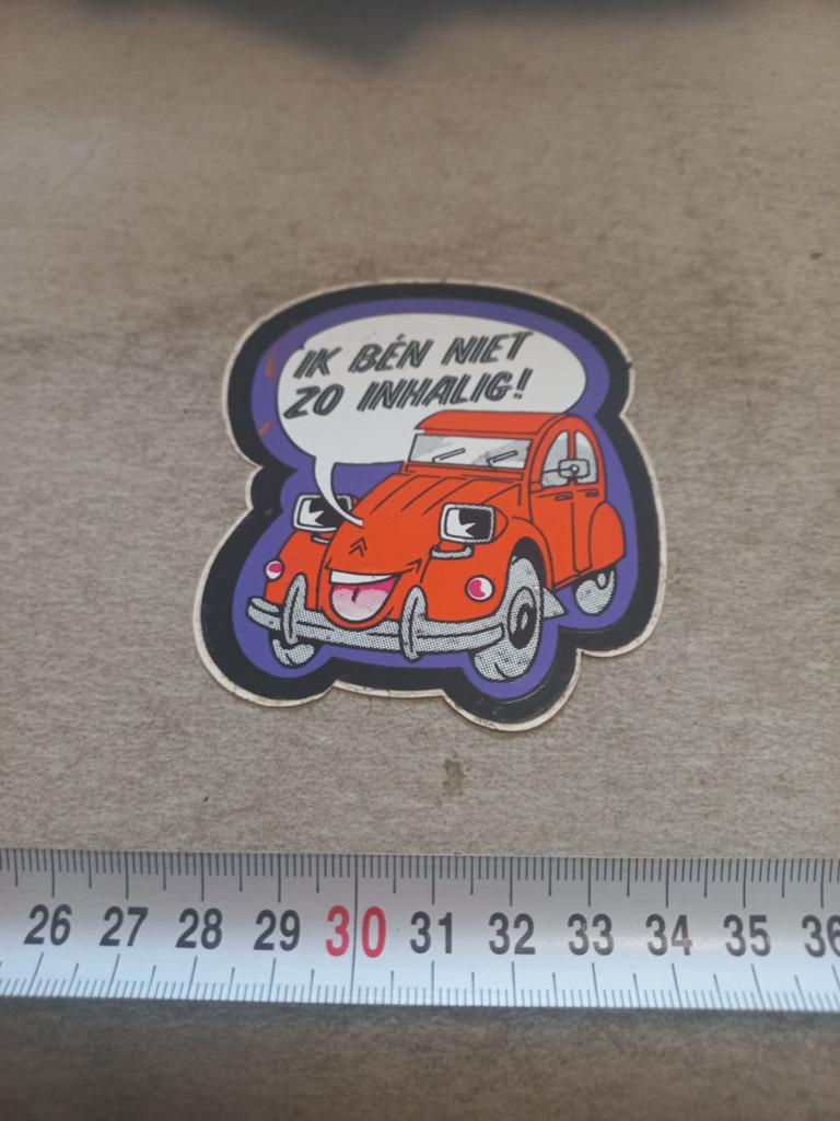 Ik ben niet zo inhalige citroen 2cv, Verzamelen, Stickers, Ophalen of Verzenden, Zo goed als nieuw